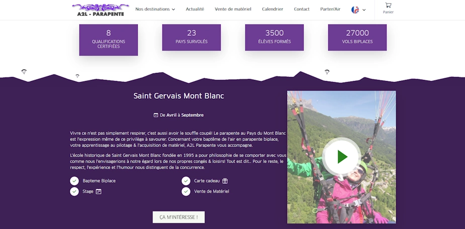 Aperçu du site A2L Parapente — école de parapente
