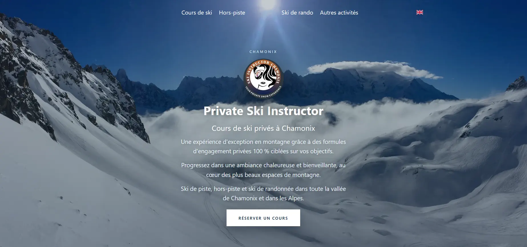 Screenshot of private-ski-instructor.com — ski lessons · chamonix